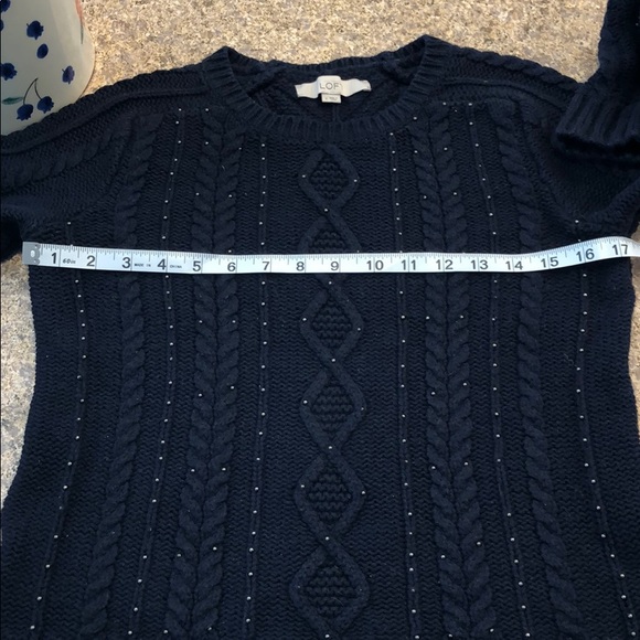 Ann Taylor Loft Blue Sweater w/ Beaded Accents - Picture 3 of 8